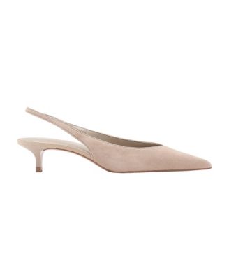 Women's Kitten Heel Slingback Pointed-Toe Suede Pumps
