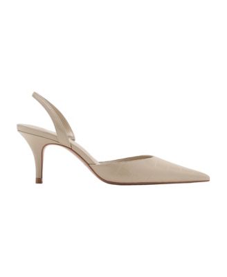 Coconut-Toe Faux Leather Slingback Pointed-Toe Pumps