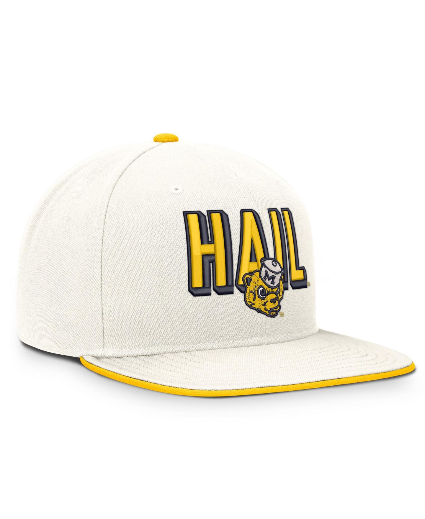 Мужская кепка Nike White Michigan Wolverines Legacy Letter Mascot Pro Snapback Hat — фото 3