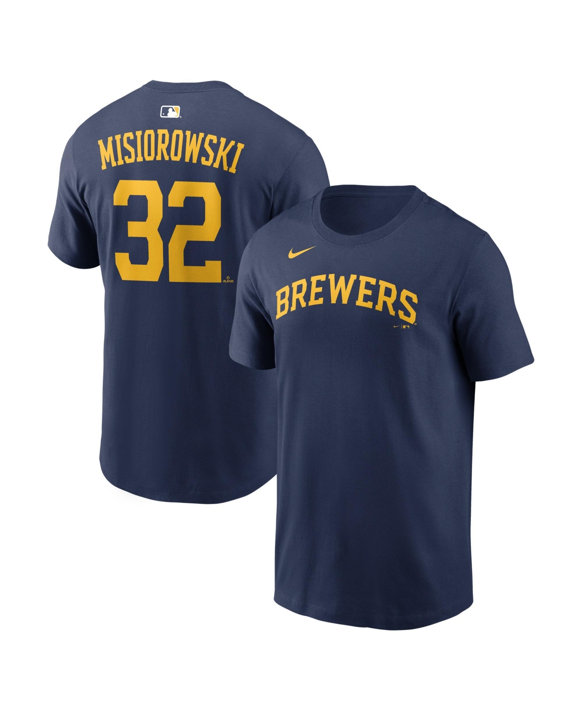 Nike Men's Jacob Misiorowski Navy Milwaukee Brewers Name & Number T-Shirt - Navy