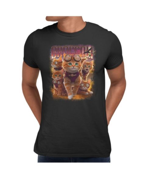Мужская футболка Fourth Wing The Empyrean Broccoli Adventure Cat Graphic Crewneck, цвет: Чёрный