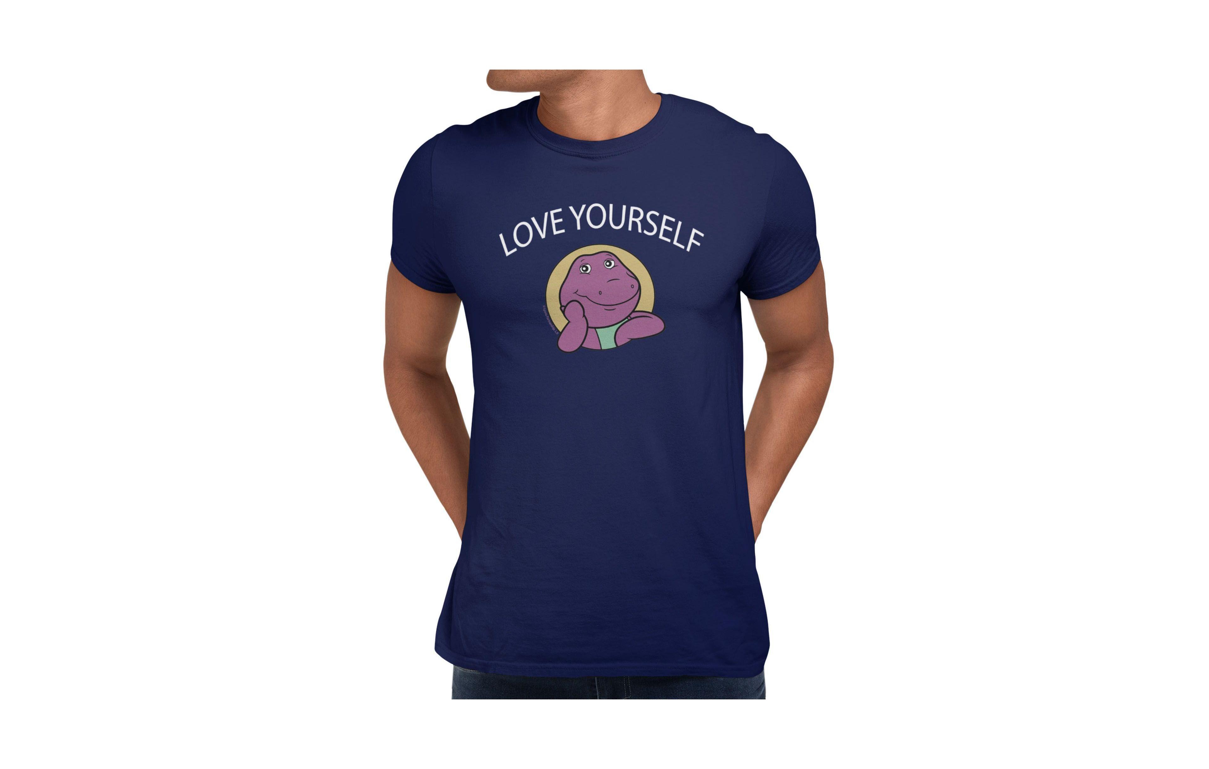 Barney Men's Love Yourself Thinking Cute Portrait Graphic Crewneck T-Shirt