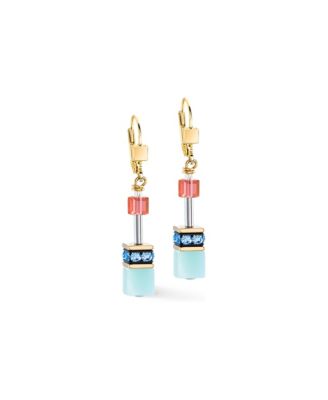 Amazonite and Swarovski Crystal Two-Tone GeoCUBE Iconic Precious Rainbow Earrings