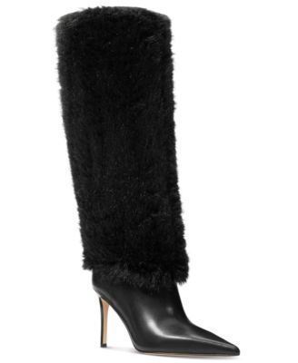 Women's Dawn Faux Fur Pointed Toe Knee High Heeled Boots