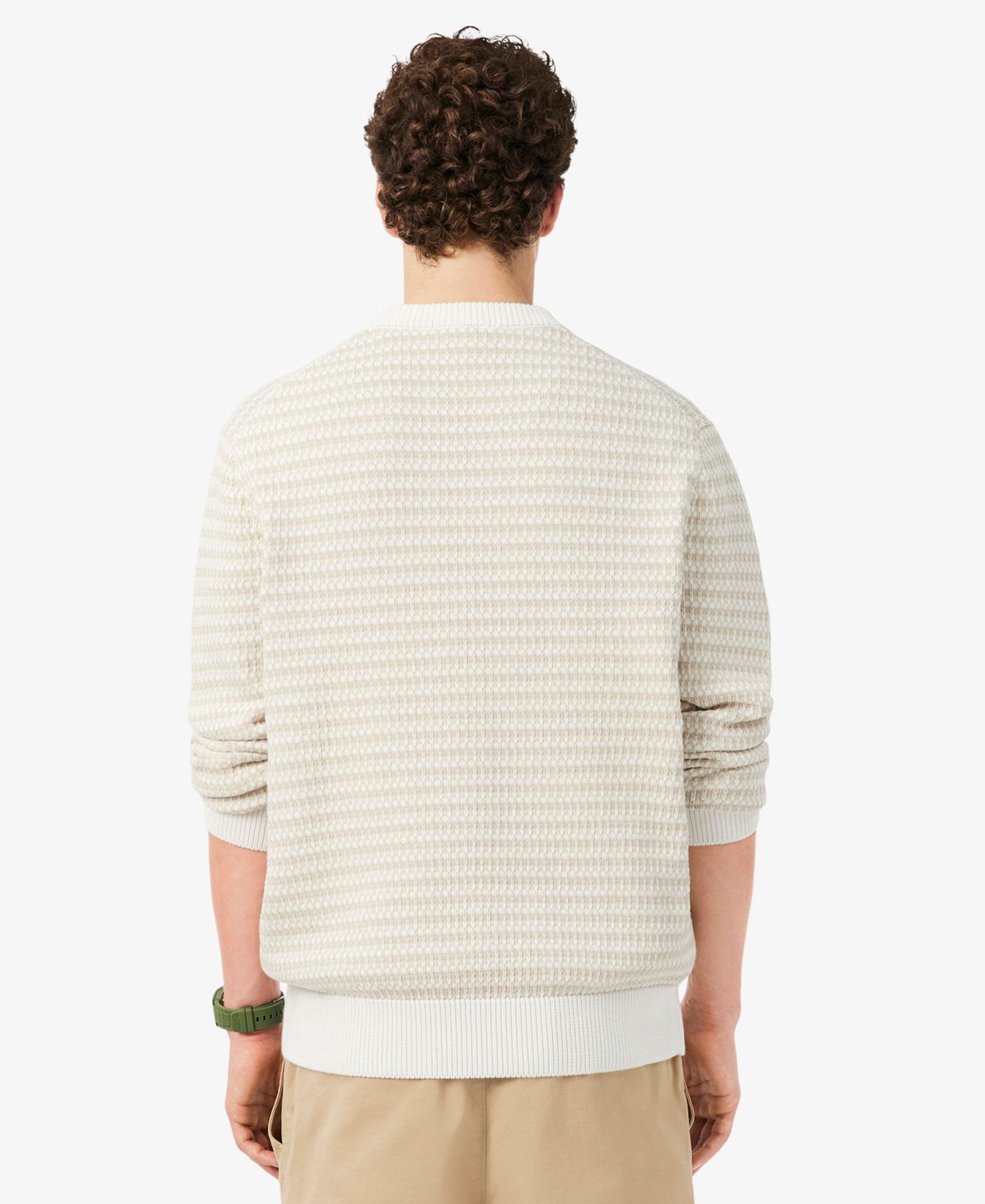 Мужской свитер Lacoste Striped Crewneck Pullover, цвет: Белый — фото 3