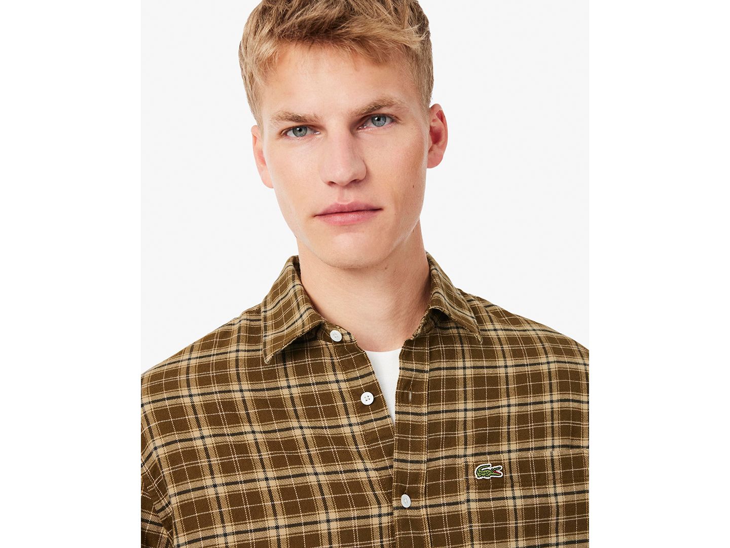 Мужские рубашки Lacoste Plaid Flannel Long-Sleeve, цвет: Тёмный коричневый — фото 3