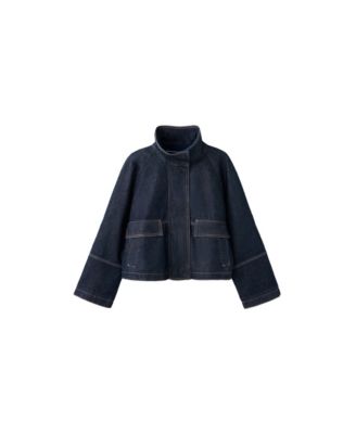 Women's Jenna Funnel Neck Cropped Denim Jacket