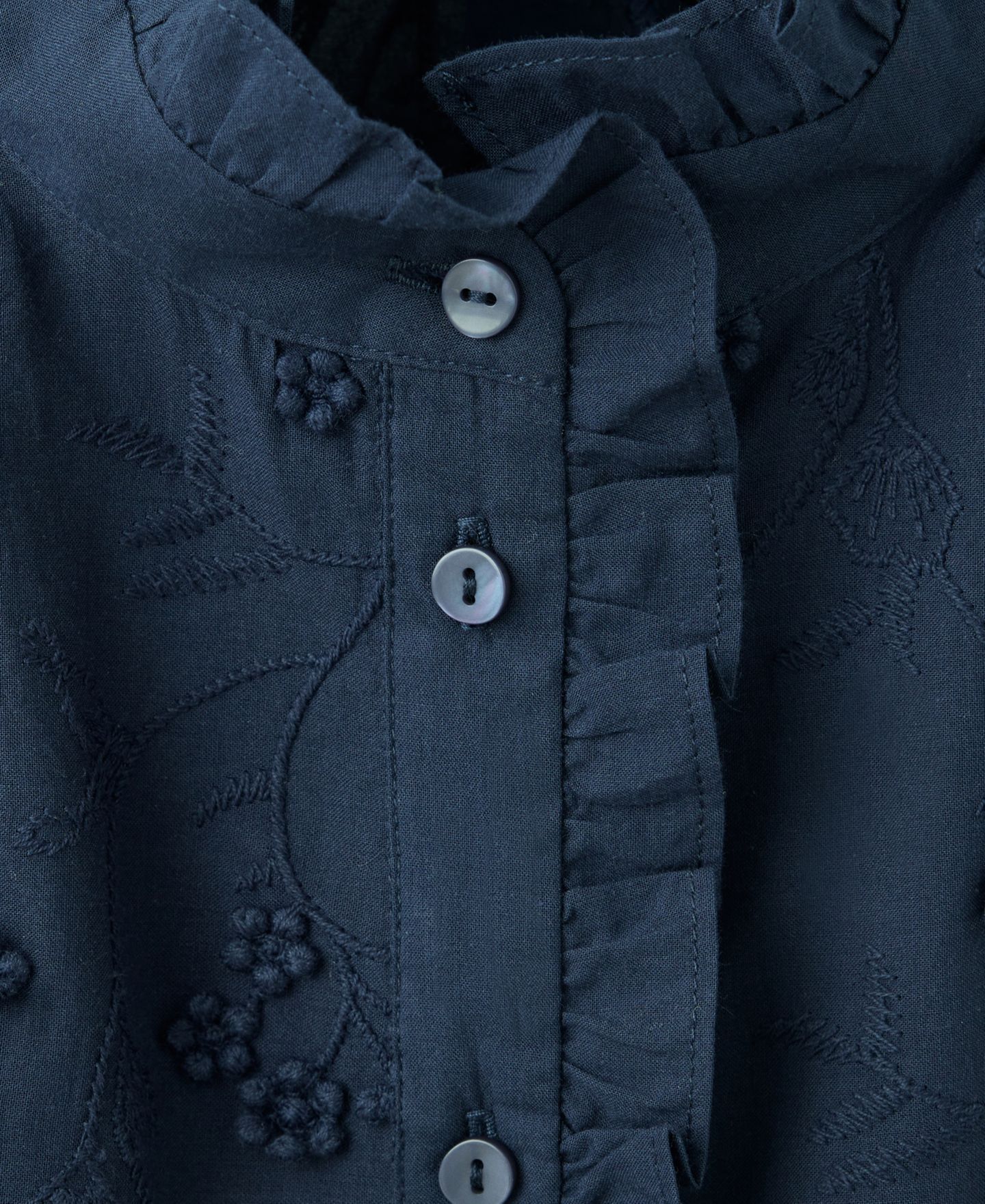 Женская блузка Mango Ruffle-Detail Embroidered, цвет: Тёмно-синий — фото 6