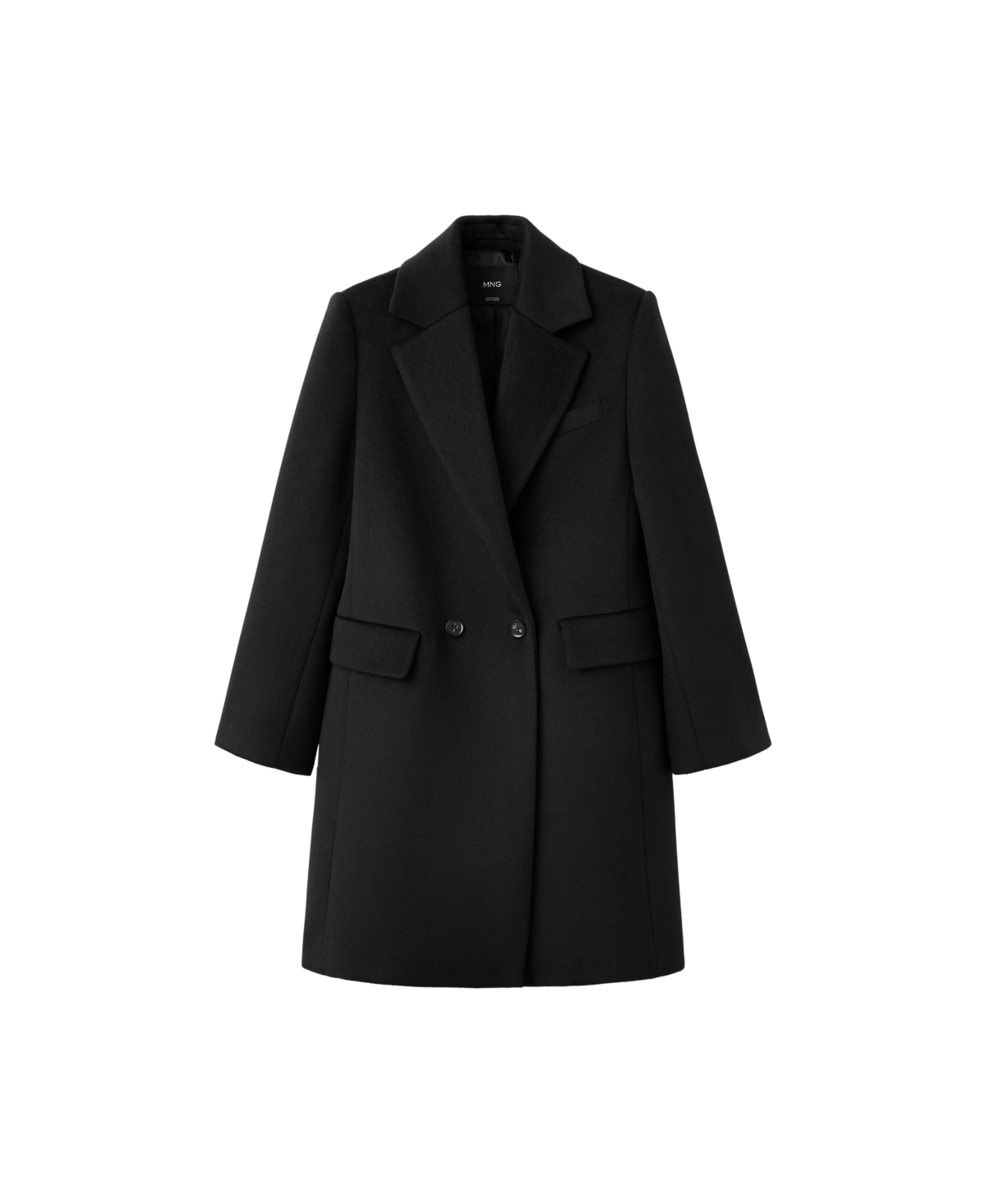 Mango Women's Double-Breasted Wool-Blend Coat - Black