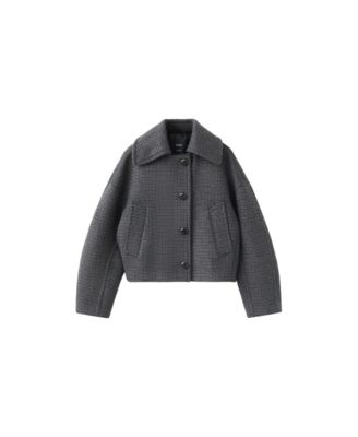 Women's Houndstooth Oversized Wool-Blend Jacket