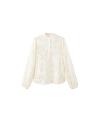 Women's Floral Long-Sleeve Embroidered Blouse
