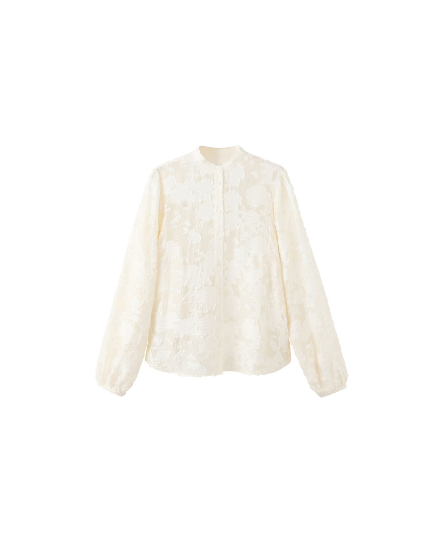 Женская блузка Mango Floral Long-Sleeve Embroidered, цвет: Молочный белый — фото 1