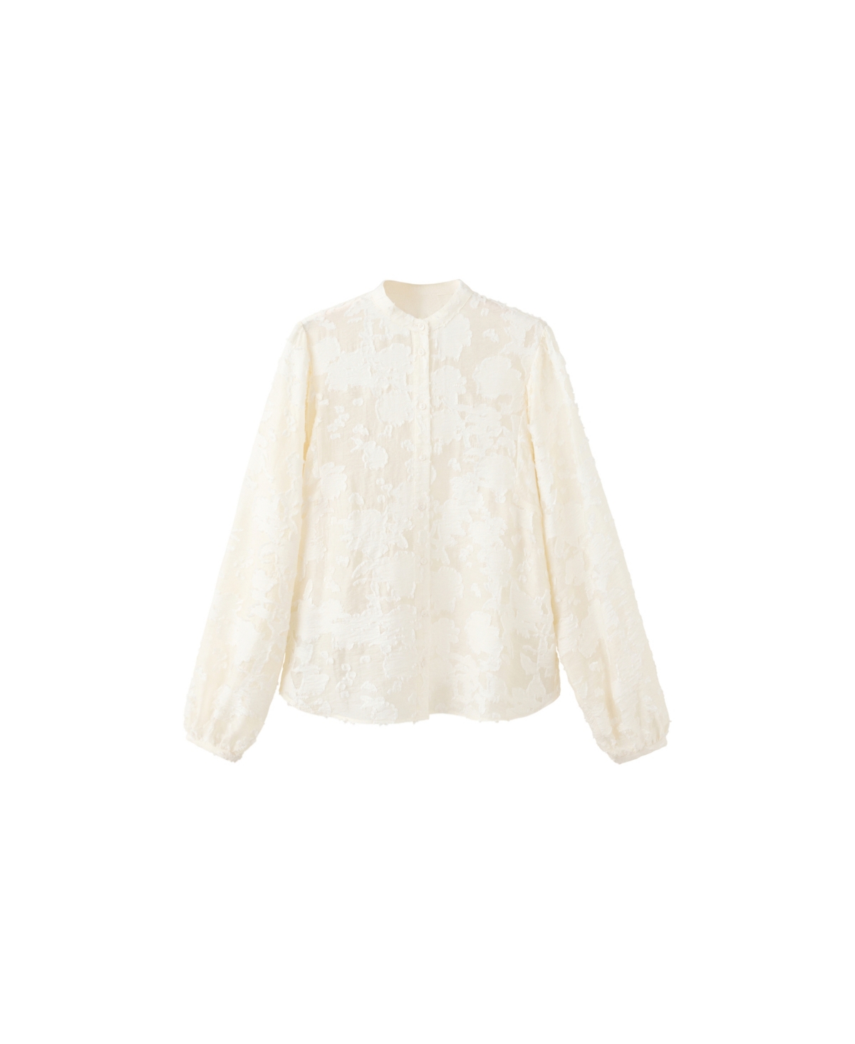 Mango Women's Floral Long-Sleeve Embroidered Blouse - Off White