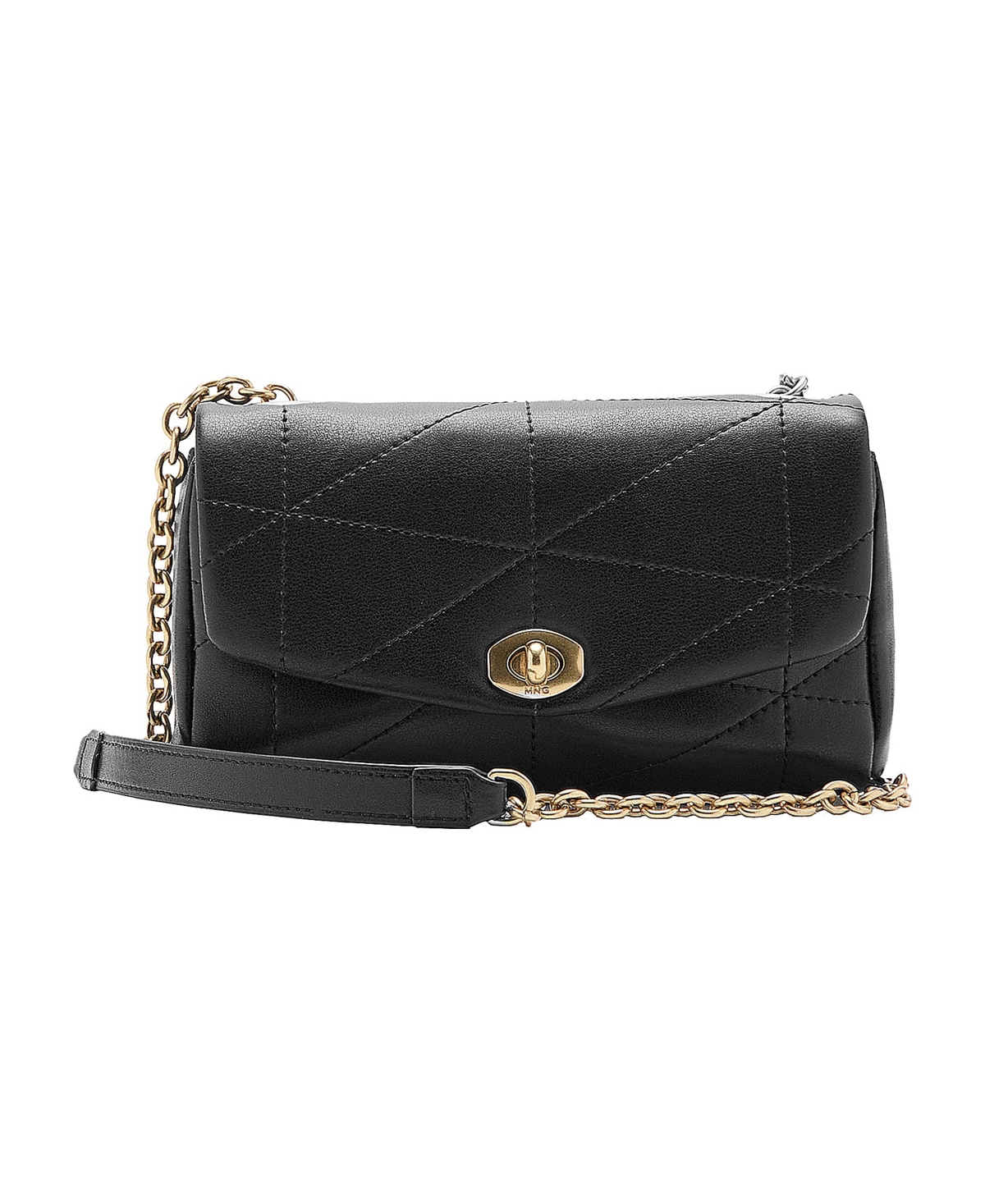 Mango Women's Kira Quilted Faux Leather Chain-Handle Crossbody Bag - Black