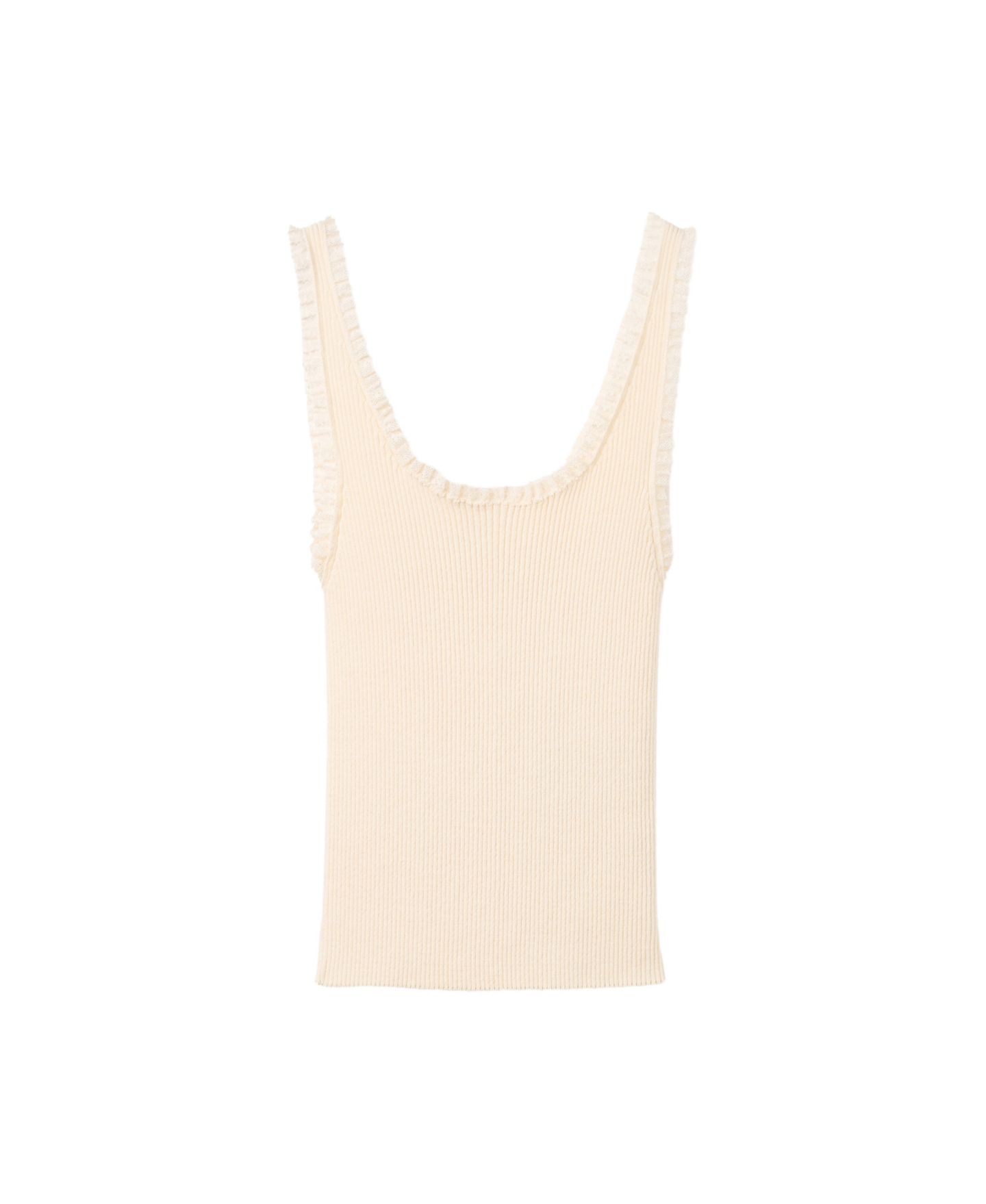Женский топ Mango Lace Scoop Neck, цвет: Экрю — фото 1