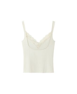 Women's Lace Ribbed V-Neck Tank