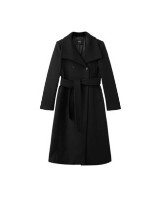 Women's Funnel Neck Wool-Blend Lined Coat