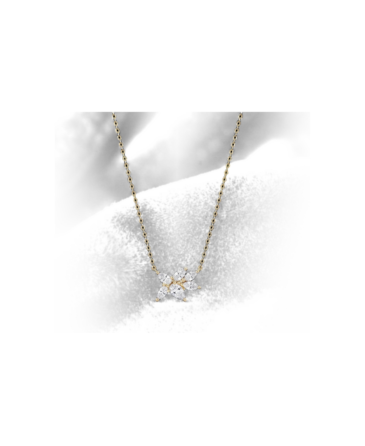 Etoielle Cluster Flower Necklace in Cz and Gold over Silver 18 inches Adjustable