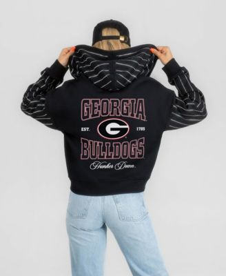 Women's Black Georgia Bulldogs Eyes on the Prize Mid-Crop Full-Zip Hoodie