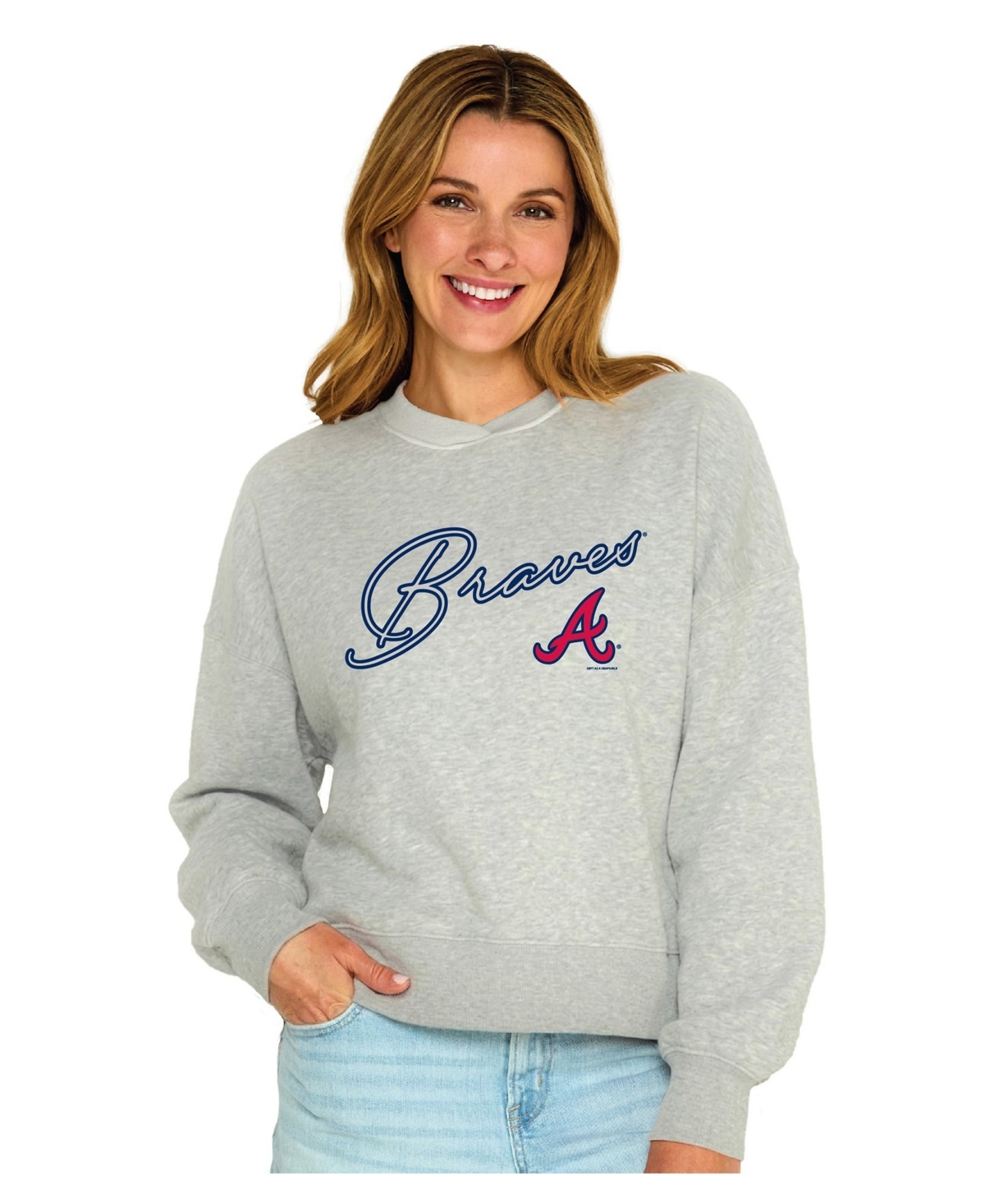 Soft As A Grape Women's Heather Gray Atlanta Braves Snuggly Sweatshirt - Heather Gray