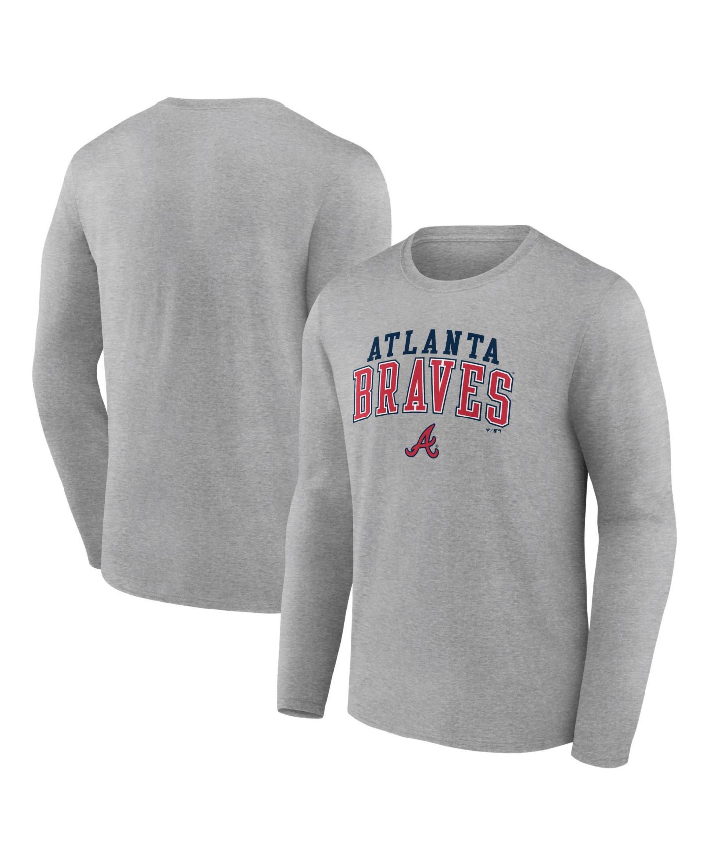 Мужская футболка Fanatics Heather Gray Atlanta Braves Iconic Long-Sleeve — фото 1
