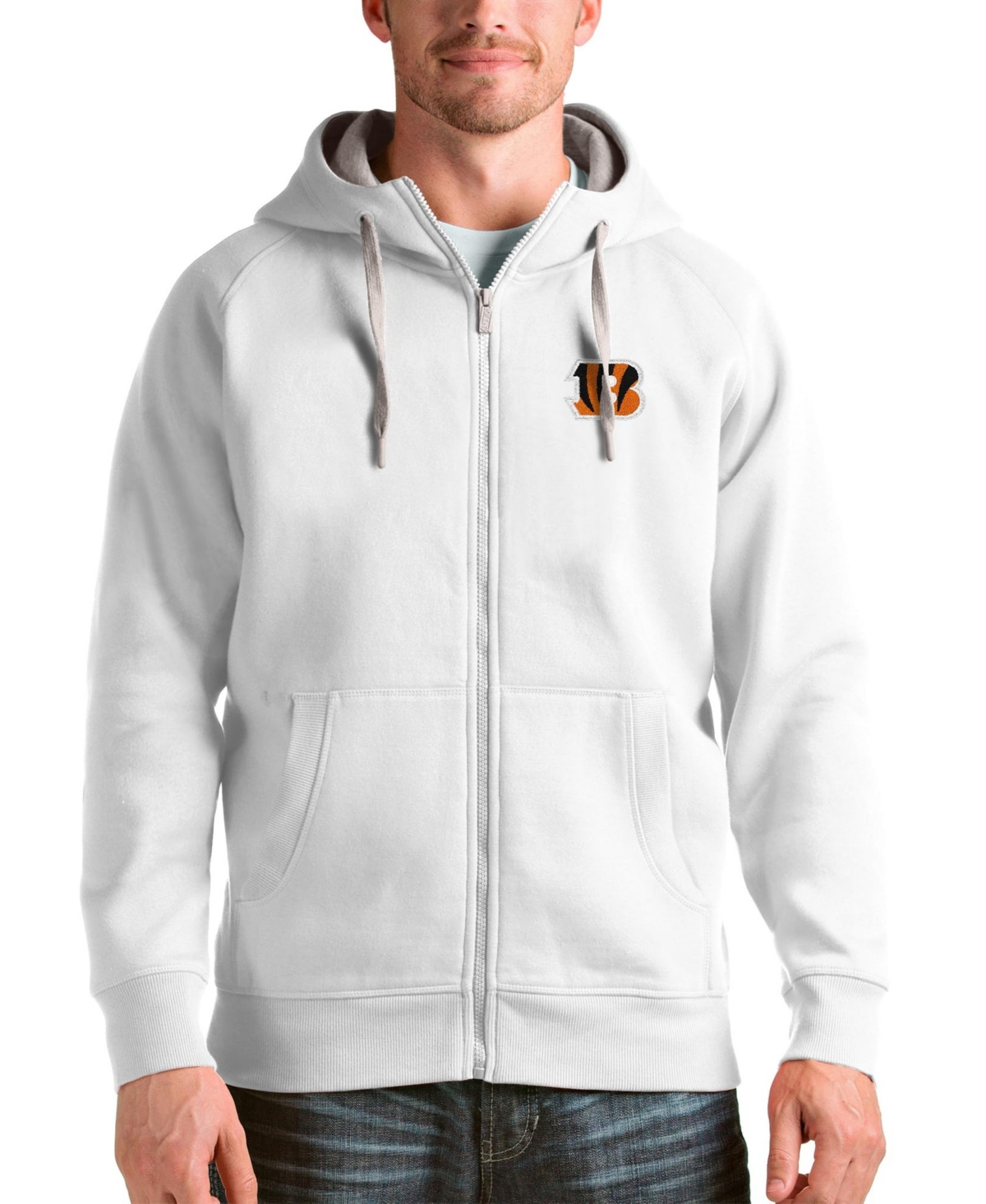 Antigua Men's White Cincinnati Bengals Victory Full-Zip Hoodie - White