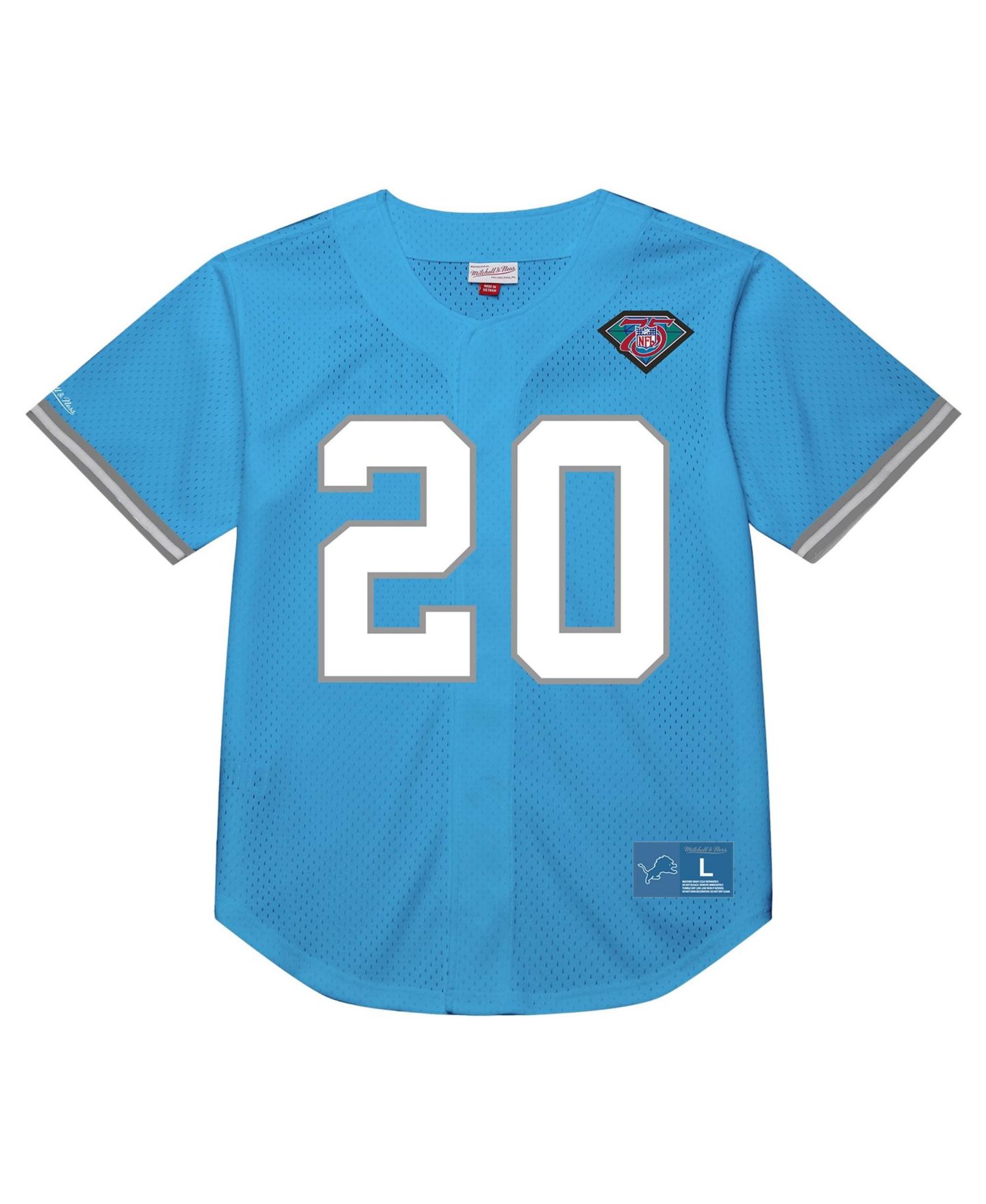 Мужской топ Mitchell & Ness Mitchell Ness Barry Sanders Blue Detroit Lions Retired Player Name & Number Mesh — фото 2