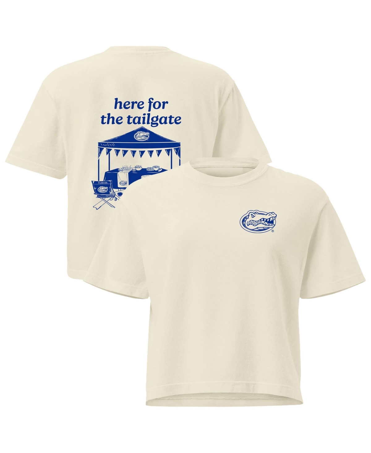 Comfort Colors Women's Cream Florida Gators Here For The Tailgate Cropped T-Shirt - Cream