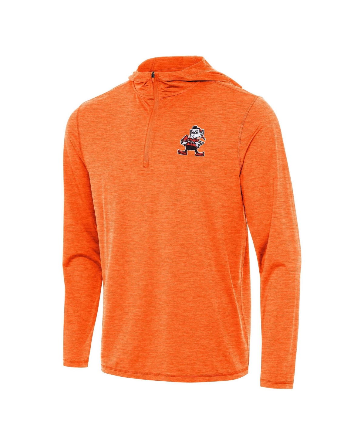 Antigua Men's Heather Orange Cleveland Browns Brownie Logo Tidy Quarter-Zip Pullover Hoodie - Heather Orange