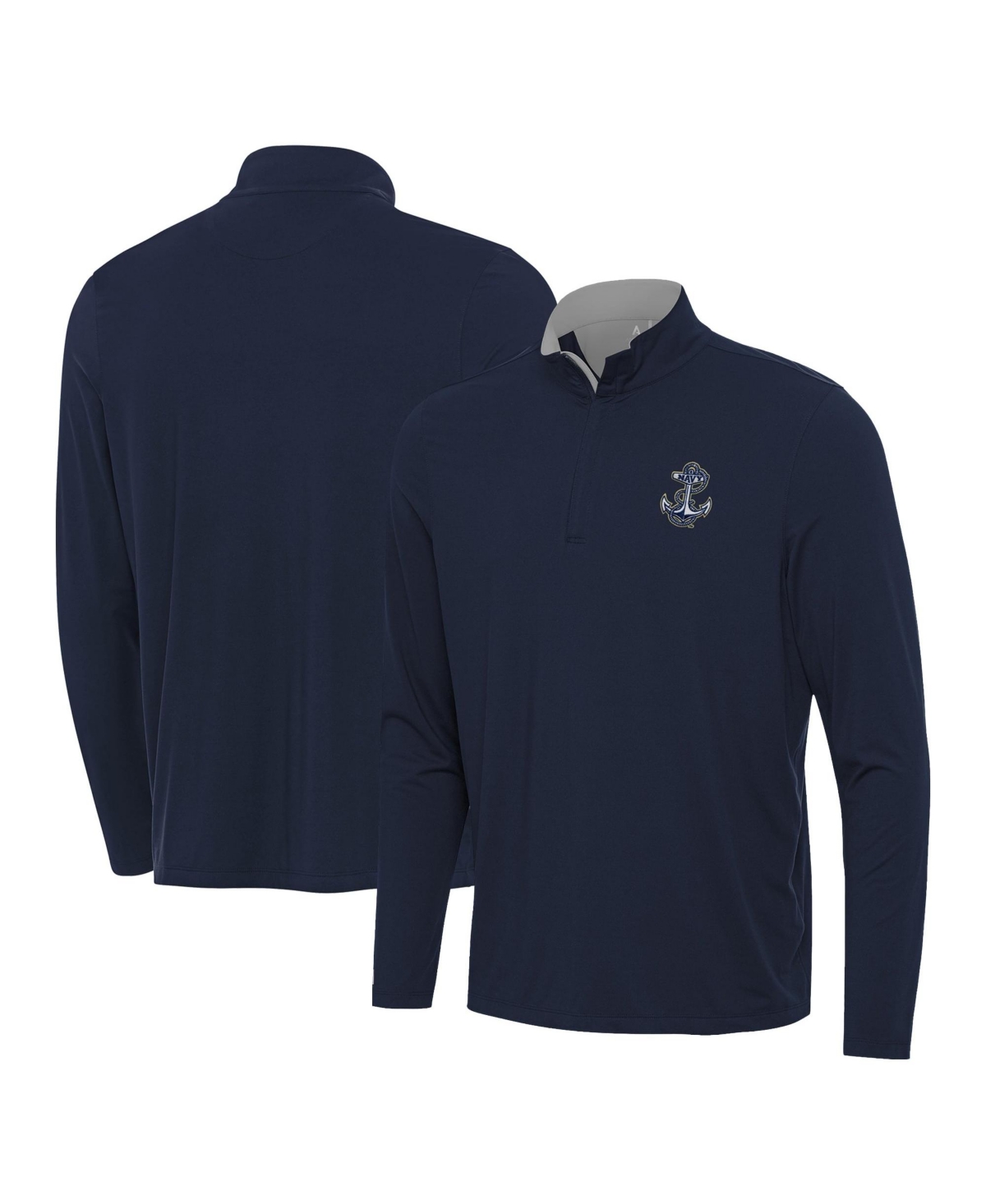 Antigua Men's Navy Midshipmen Quarter-Zip Pullover Top - Navy, Gray