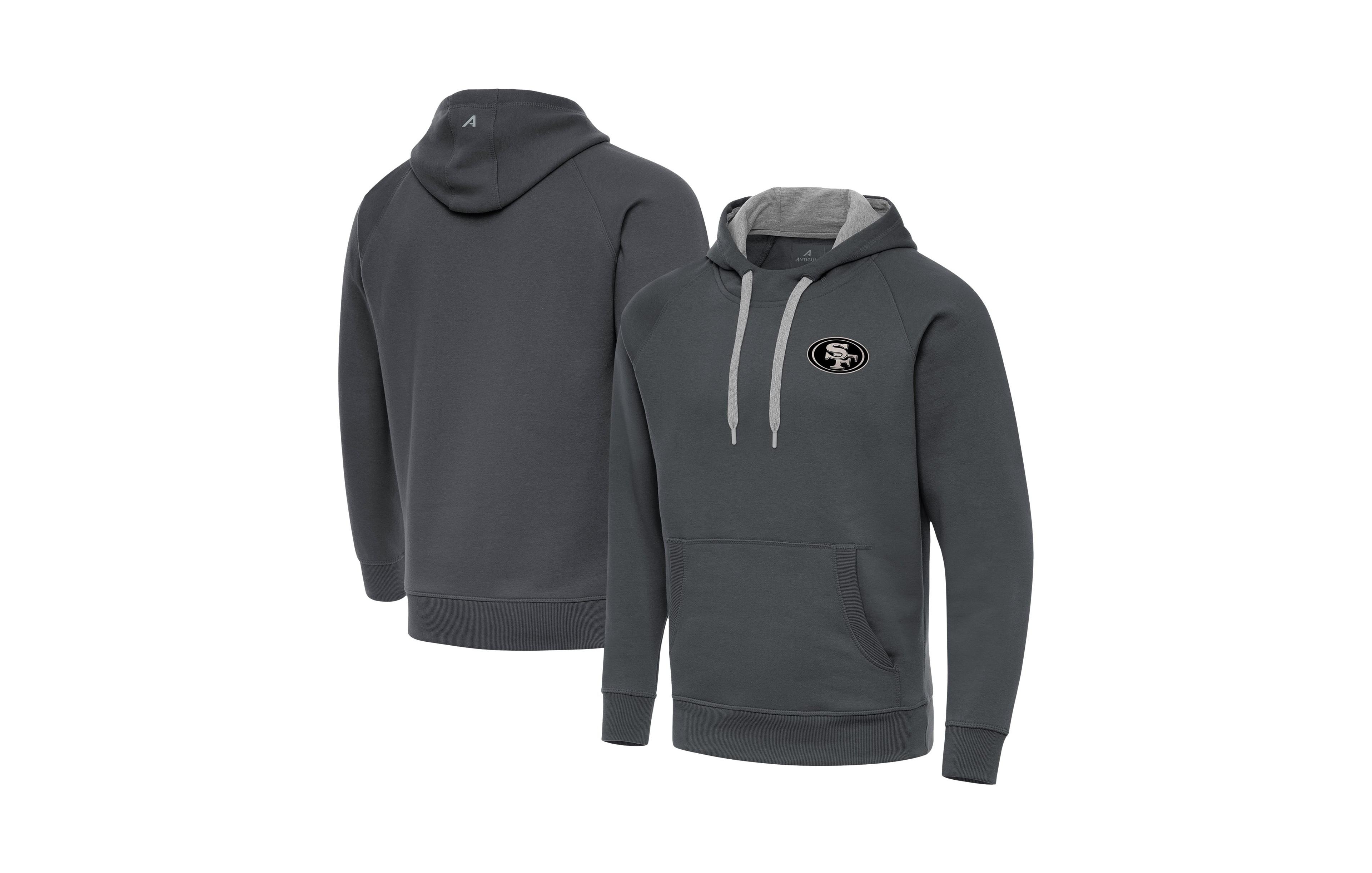 Antigua Men's Charcoal San Francisco 49ers Brushed Carbon Victory Pullover Hoodie