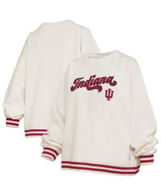 Women's Cream Indiana Hoosiers Bonanza Chenille Ribbed Sweatshirt