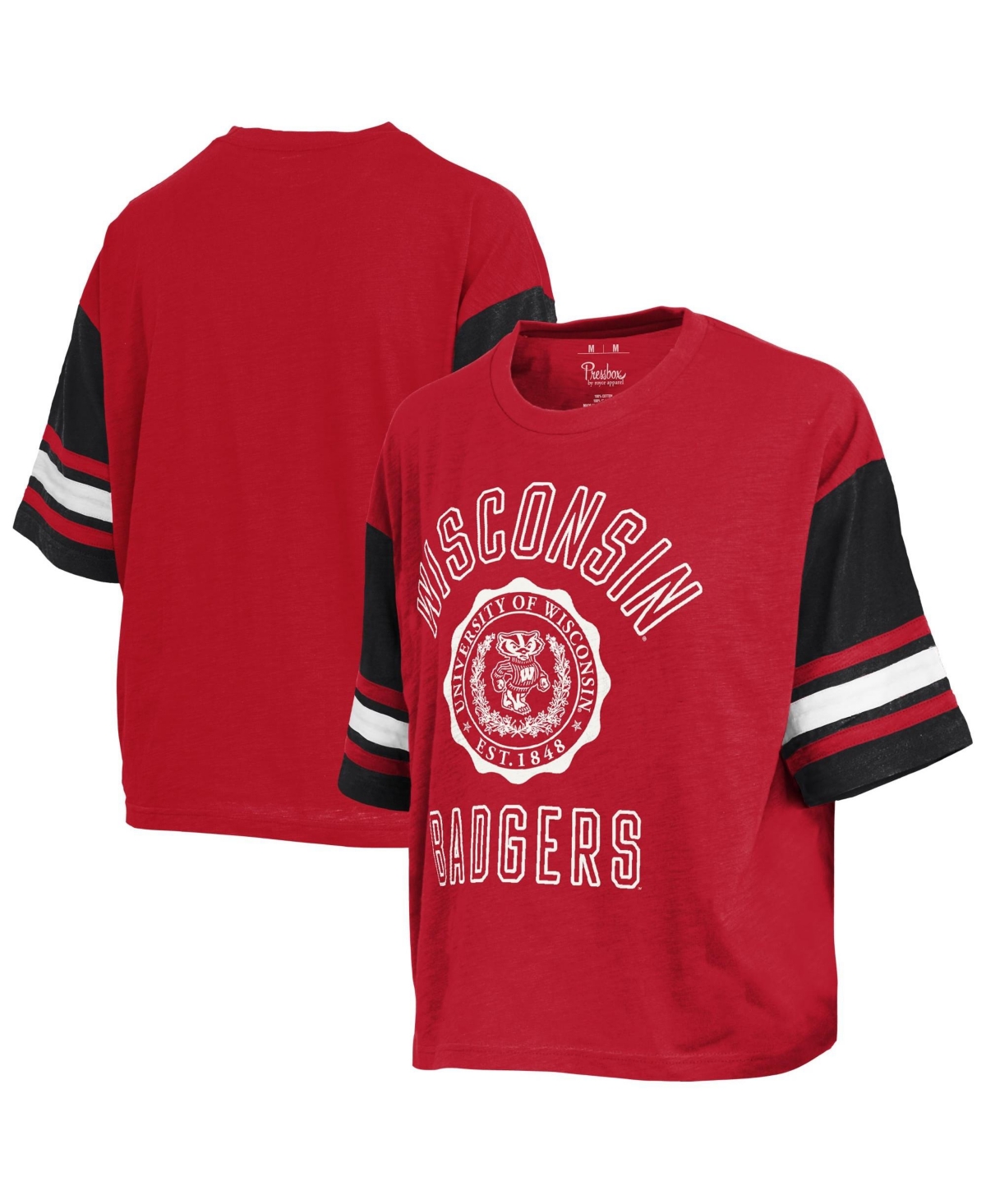 Pressbox Women's Red Wisconsin Badgers Sunday Color block Seal Slub T-Shirt - Red, Black