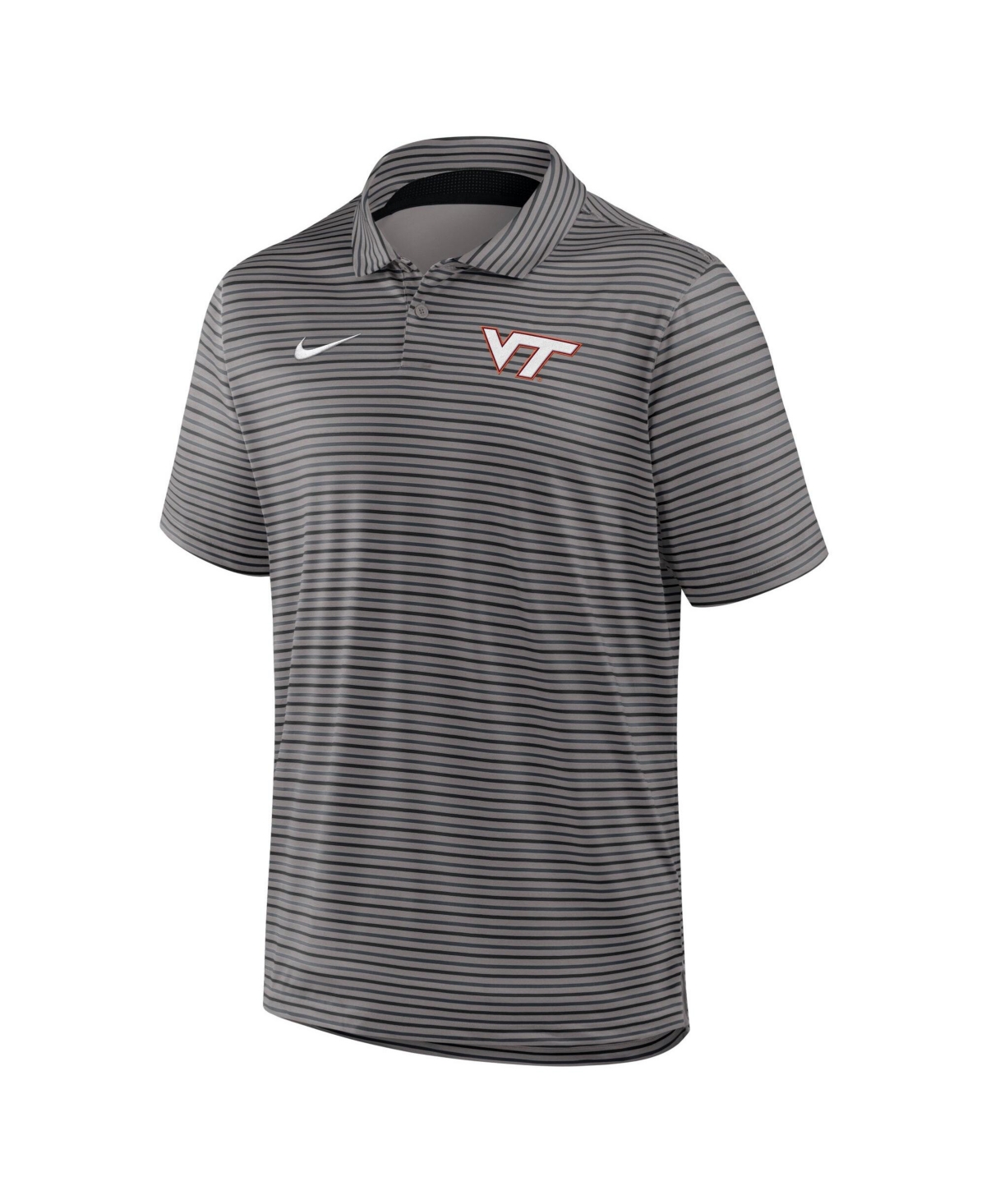 Nike Men's Black Virginia Tech Hokies Dri-fit Tour Stripe Polo Shirt - Black