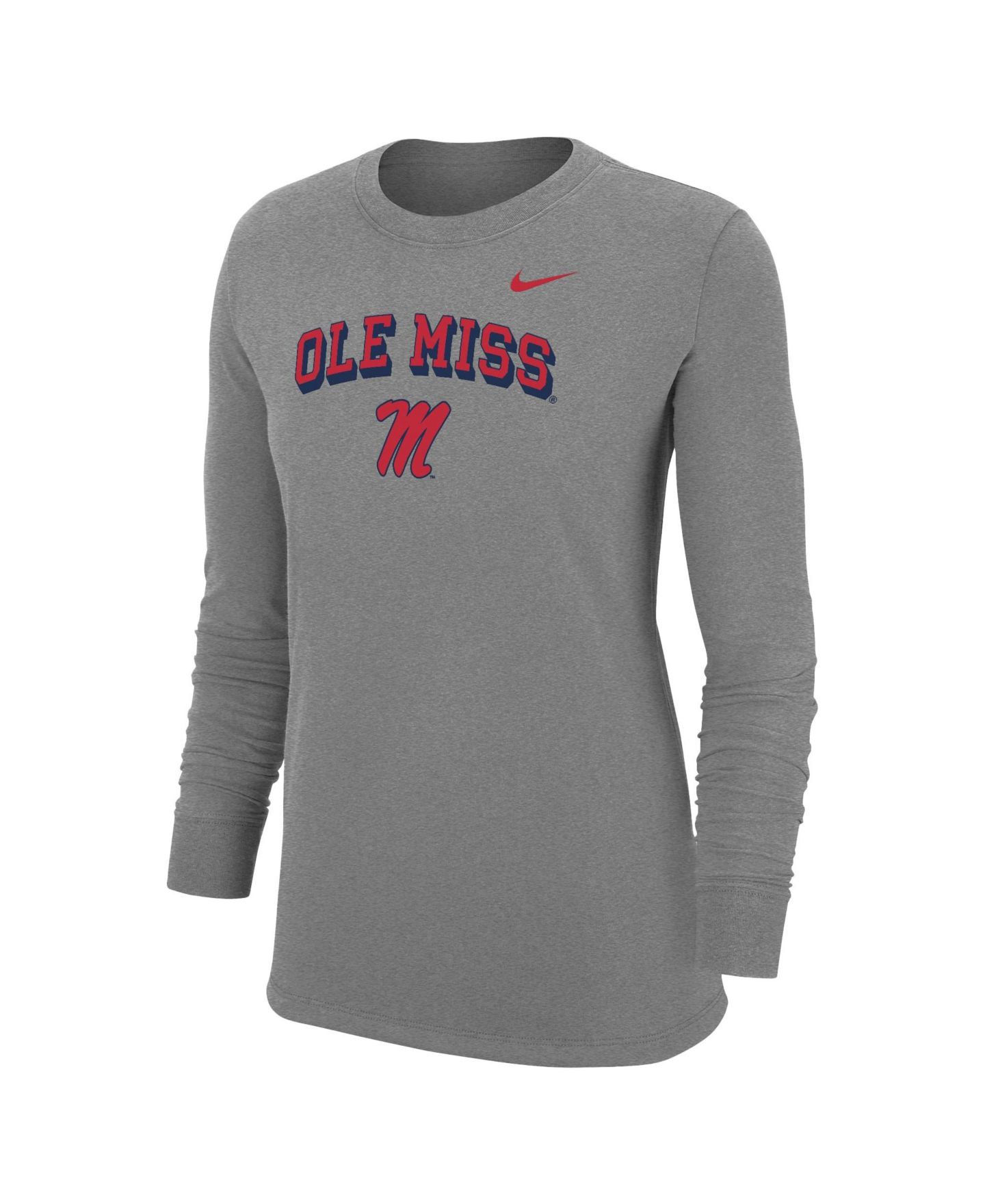 Женская футболка Nike Heather Gray Ole Miss Rebels Core Long-Sleeve — фото 2