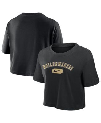Women's Black Purdue Boilermakers Dri-FIT Cropped T-Shirt