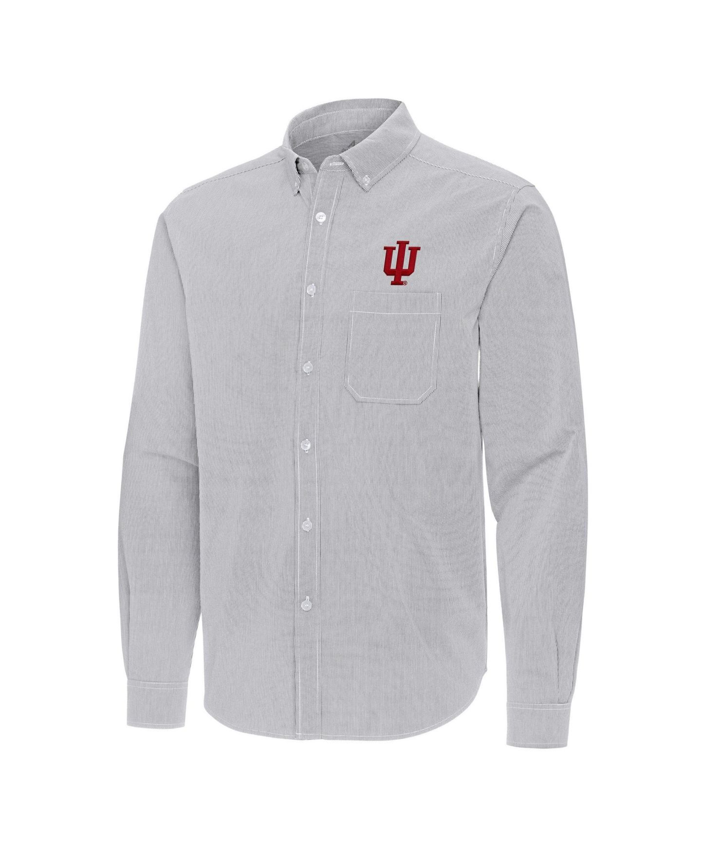 Мужская рубашка Antigua Gray Indiana Hoosiers Porter Woven Tri-Blend Long-Sleeve Button-Down — фото 2