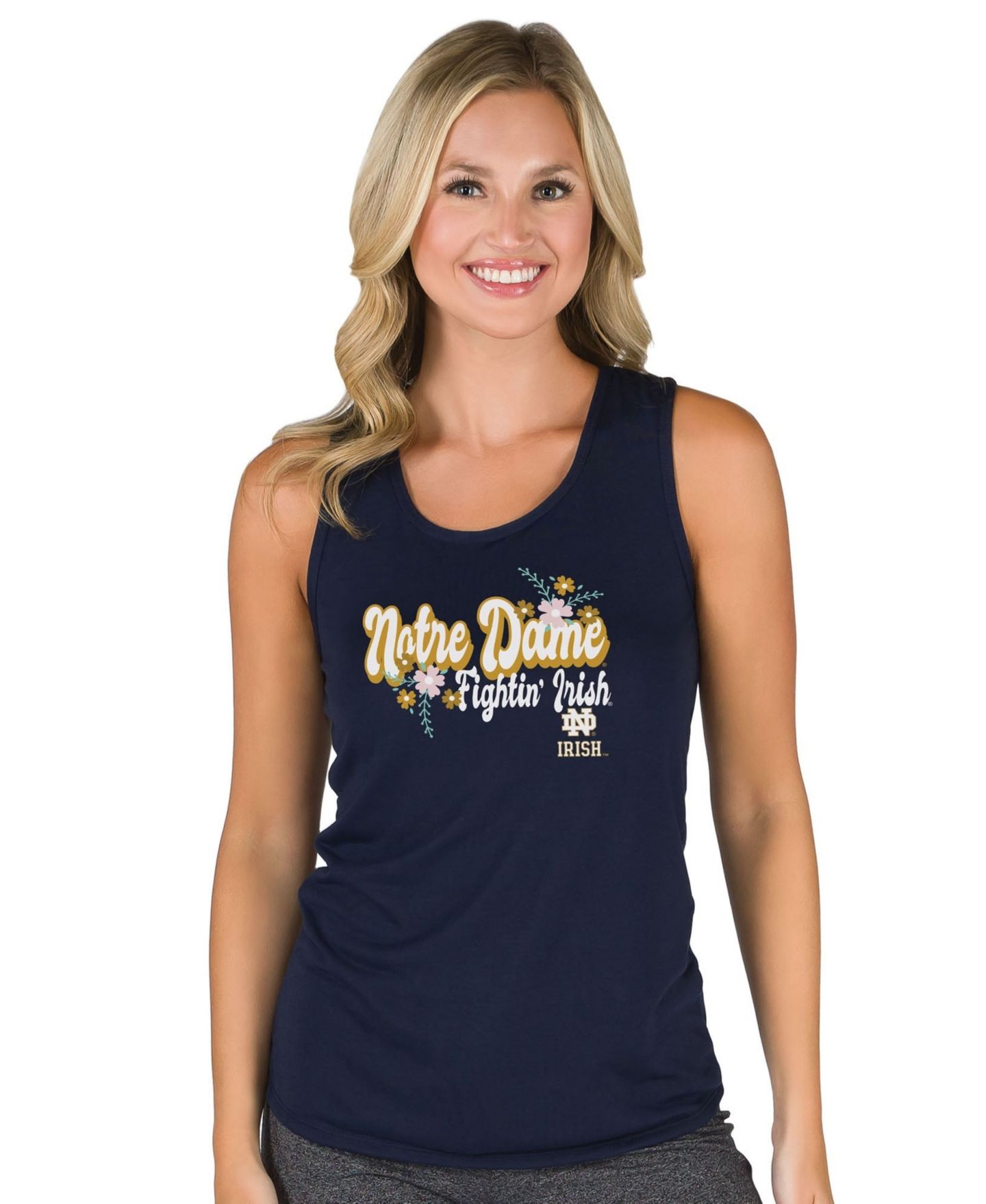 Женский топ Concepts Sport Navy Notre Dame Fighting Irish Marathon Racerback — фото 1