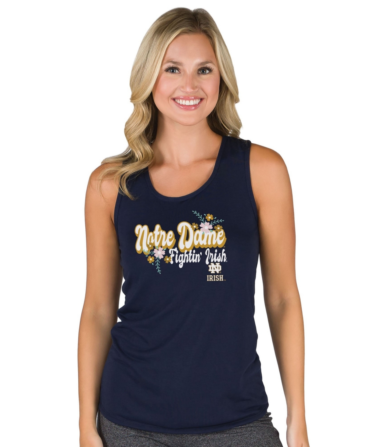 Concepts Sport Women's Navy Notre Dame Fighting Irish Marathon Racerback Tank Top - Navy