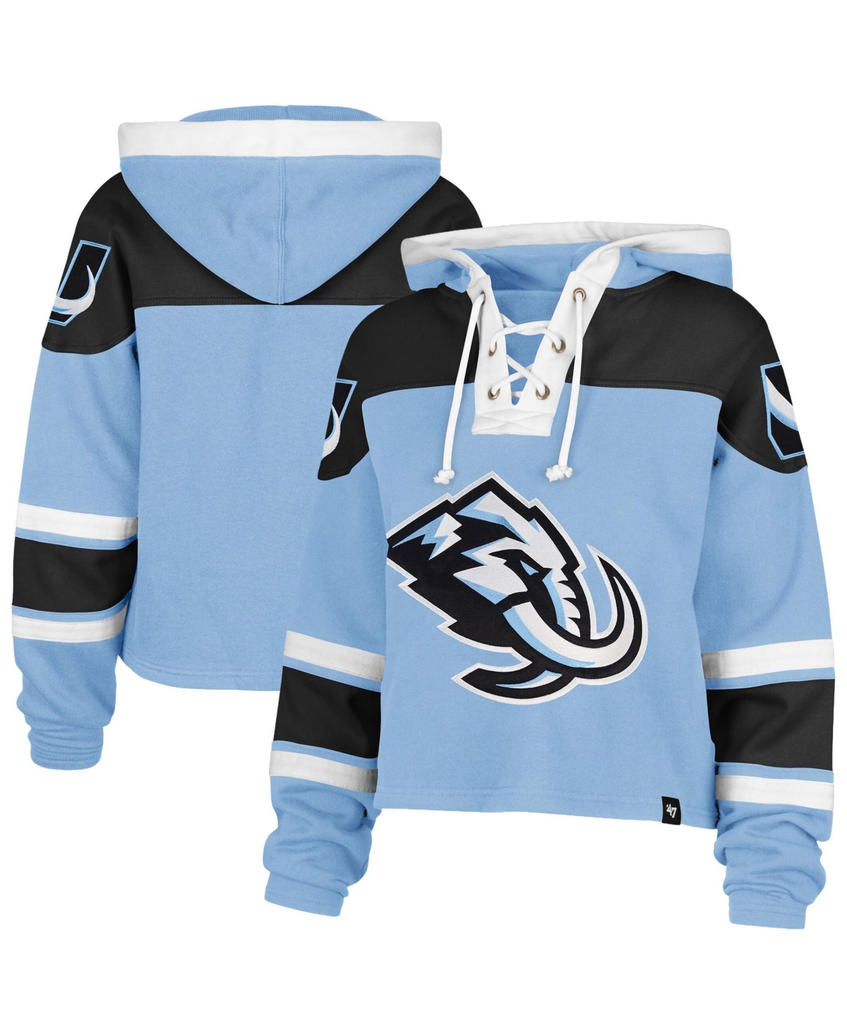 '47 Brand Women's Blue Utah Mammoth Cropped Lacer Hoodie - Blue