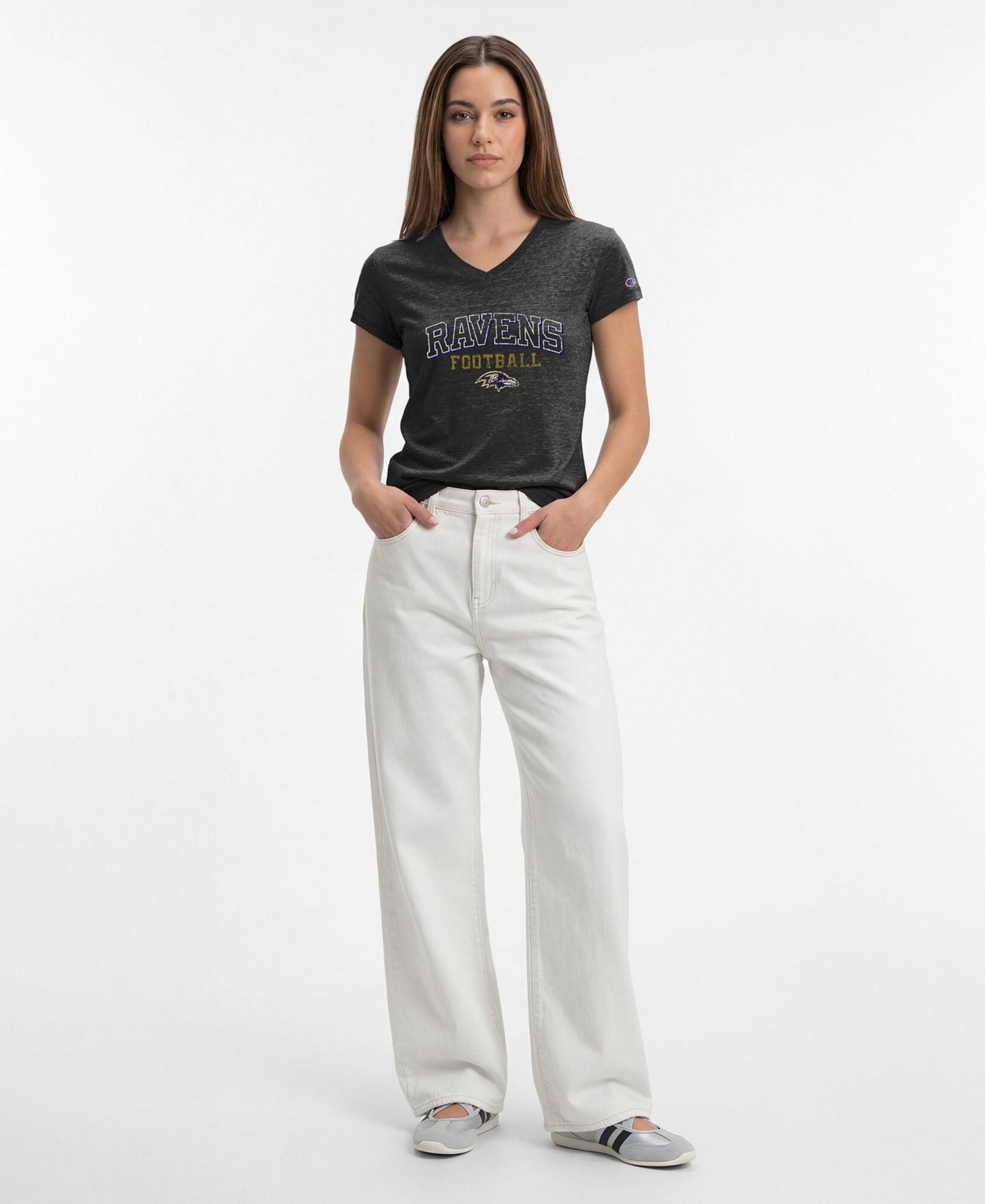 Женская футболка Champion Black Baltimore Ravens Triumph Tri-Blend V-Neck — фото 3