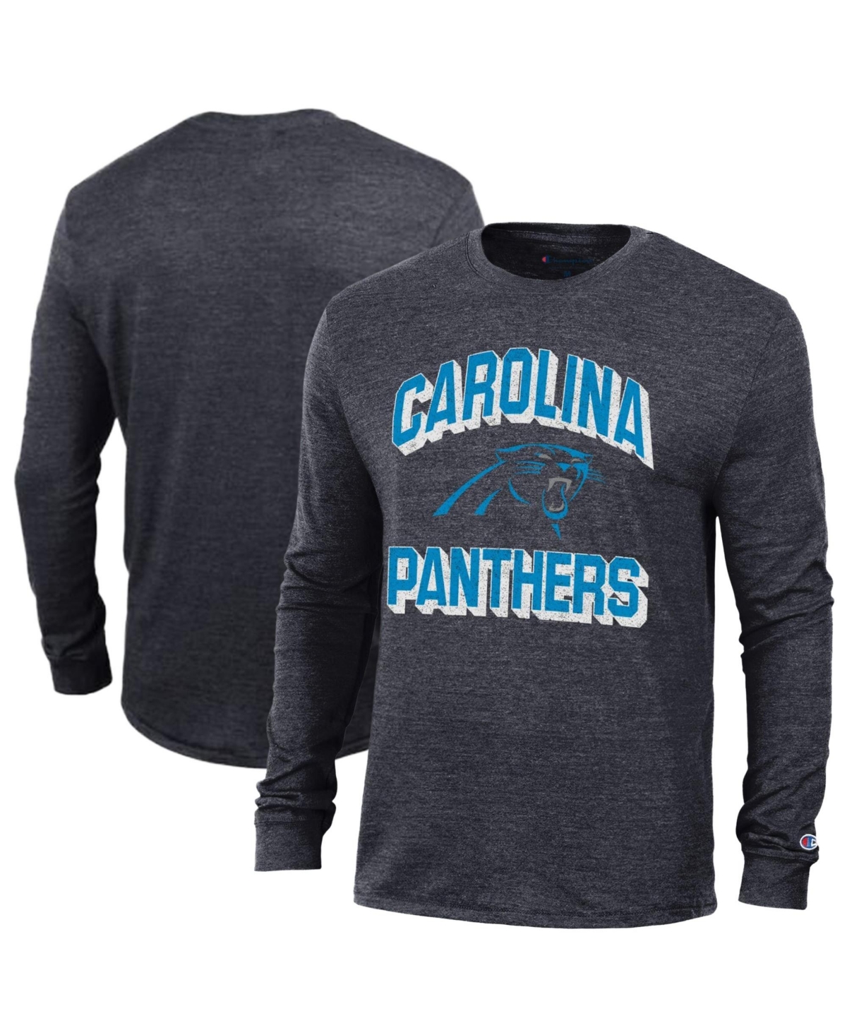 Champion Men's Heather Black Carolina Panthers Ultimate Tri-Blend Long-Sleeve T-Shirt - Heather Black