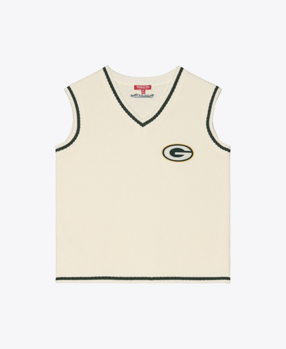 Mitchell & Ness Women's Cream Green Bay Packers Retro Roots V-Neck Sweater Vest - Cream
