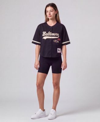 Women's Mitchell Ness Black Baltimore Ravens Retro Roots Baseball Jersey