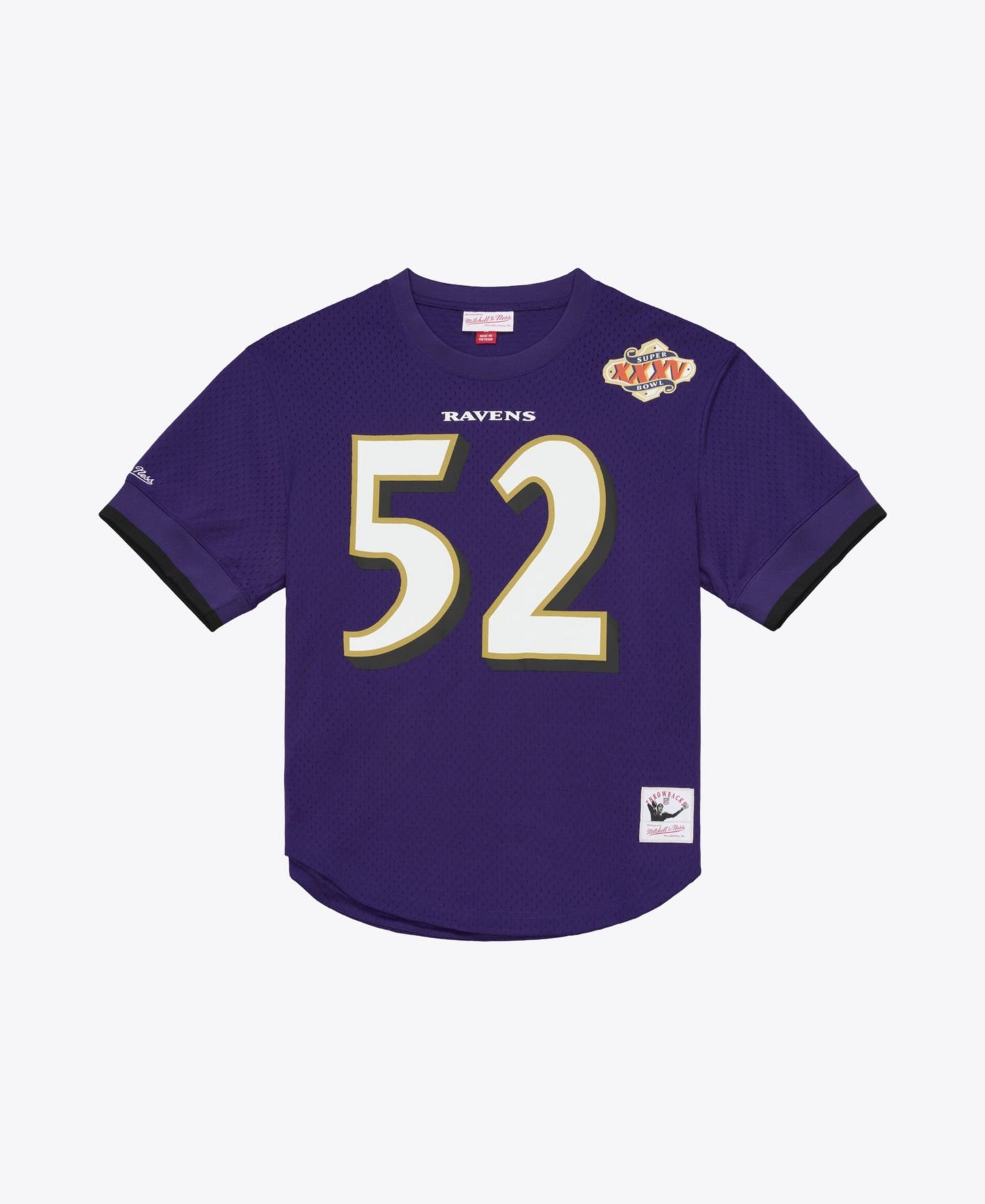 Мужской топ Mitchell & Ness Ray Lewis Purple Baltimore Ravens Retired Player Name & Number Mesh — фото 2