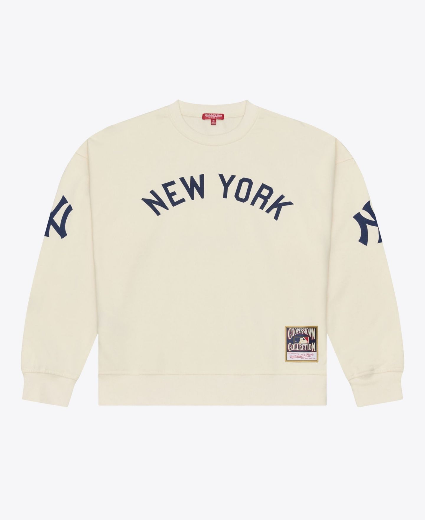 Женский свитер Mitchell & Ness Mitchell Ness Cream New York Yankees Name & Number Pullover — фото 2