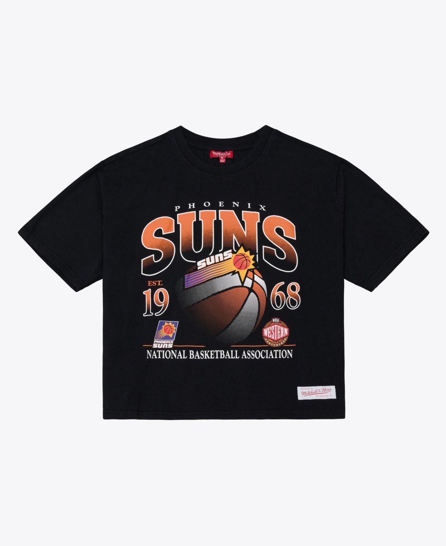 Женская футболка Mitchell & Ness Mitchell Ness Black Phoenix Suns Street Graphic Boxy Crop — фото 2