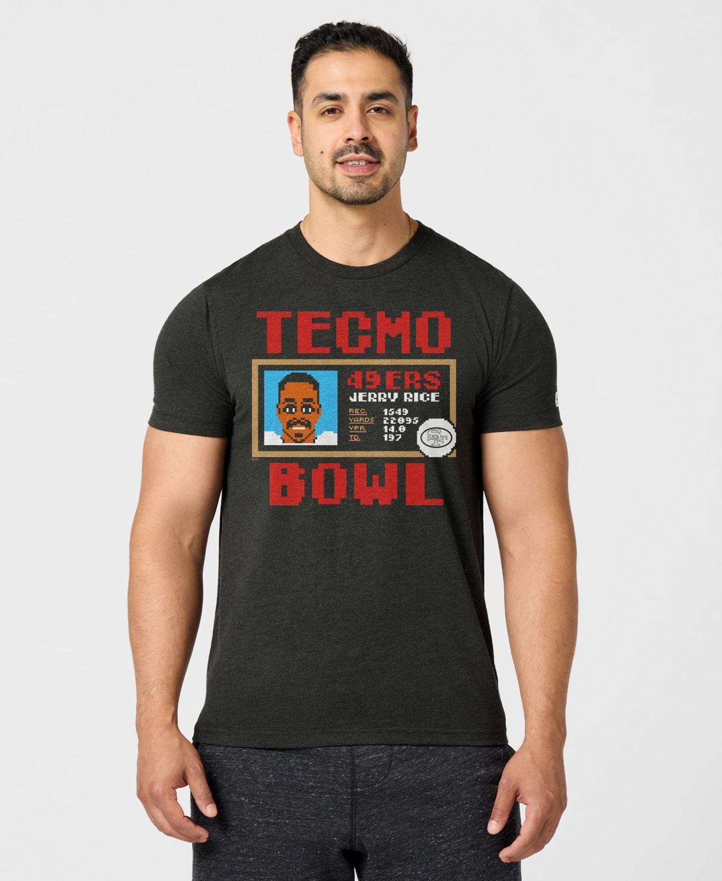 Футболка Homage Jerry Rice Charcoal San Francisco 49ers Tecmo Bowl Retired Player Graphic Tri-Blend — фото 1