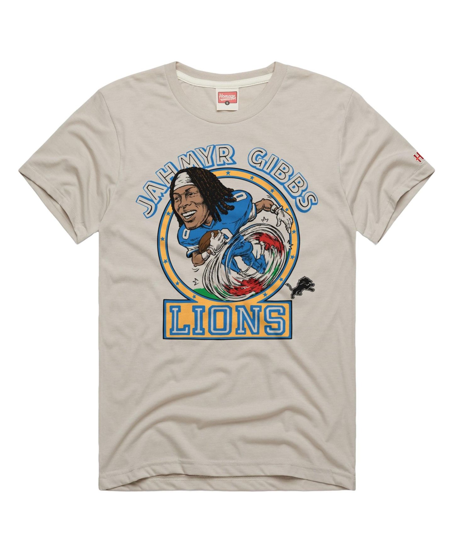 Футболка Homage Jahmyr Gibbs Stone Detroit Lions Caricature Player Graphic Tri-Blend — фото 1