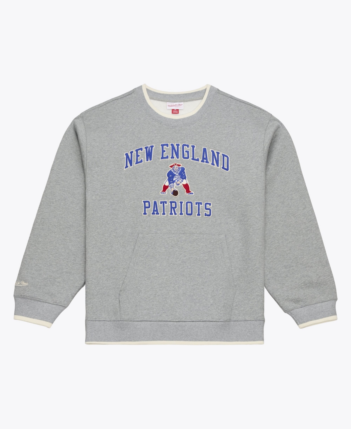 Mitchell & Ness Men's Heather Gray New England Patriots Premium Essentials Crew Sweatshirt - Heather Gray